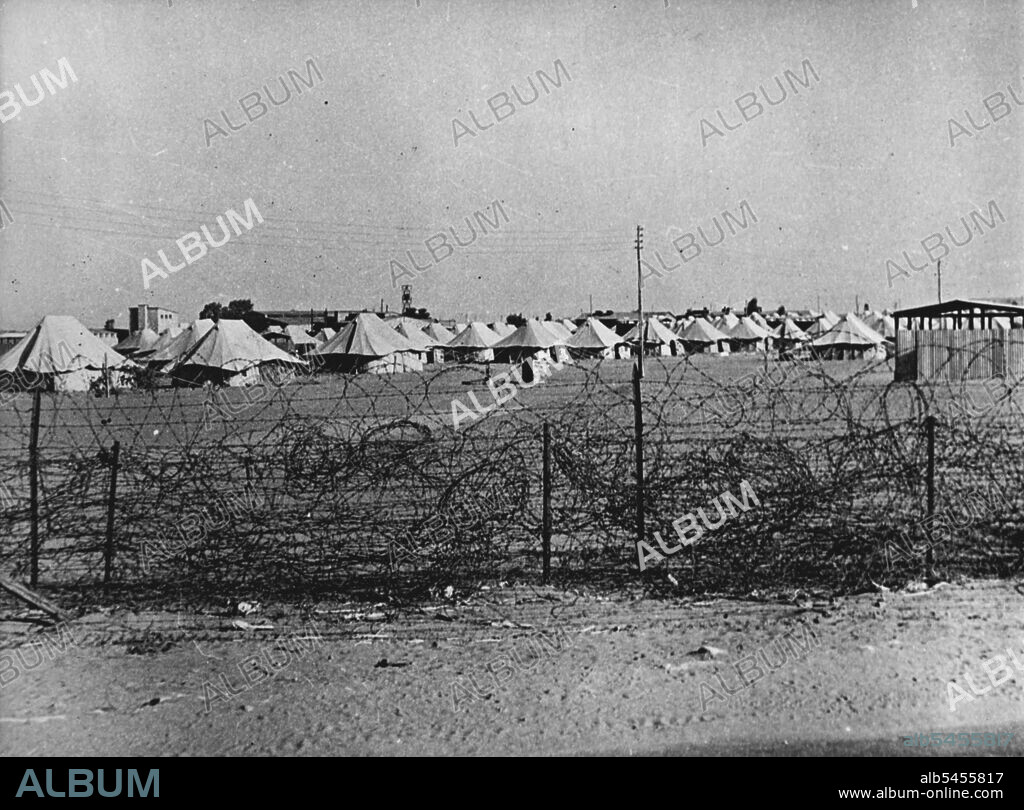 British Stronghold In Suez Canal Zone -- A View Across The Barbed wire fence to the permanent encampment which constitutes Fayid camp, central stronghold in the Suez Canal zone held by the British. November 1, 1951. (Photo by Camera Press).