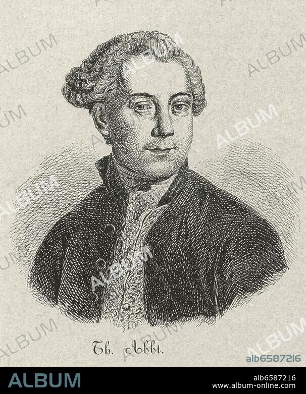 Abbt, Thomas; philosophischer Schriftsteller; Ulm 25.11.1738-Bückeburg 3.11.1766.-Porträt.-Holzstich, 1863, nach zeitgenössischem Bildnis.