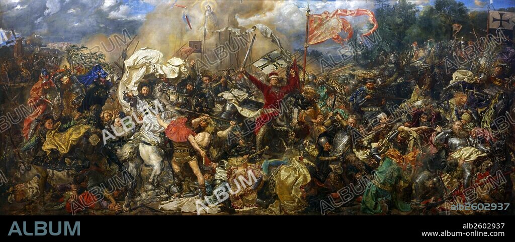 Battle of Grunwald by Jan Matejko (1878). The Battle of Grunwald, First Battle of Tannenberg or Battle of Žalgiris, was fought on 15 July 1410, during the Polish–Lithuanian–Teutonic War. The alliance of the Kingdom of Poland and the Grand Duchy of Lithuania, led respectively by King Wladyslaw Jagiello (Jogaila) and Grand Duke Vytautas (Witold; Vitaut), decisively defeated the German–Prussian Teutonic Knights, led by Grand Master Ulrich von Jungingen.