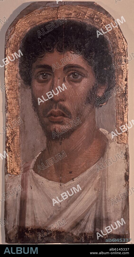 RETRATO DE UNA MOMIA DE EL-FAYUM - ARTE ROMANO - PROCEDENTE DE EL-FAYUM (EGIPTO) - (I-III DC).