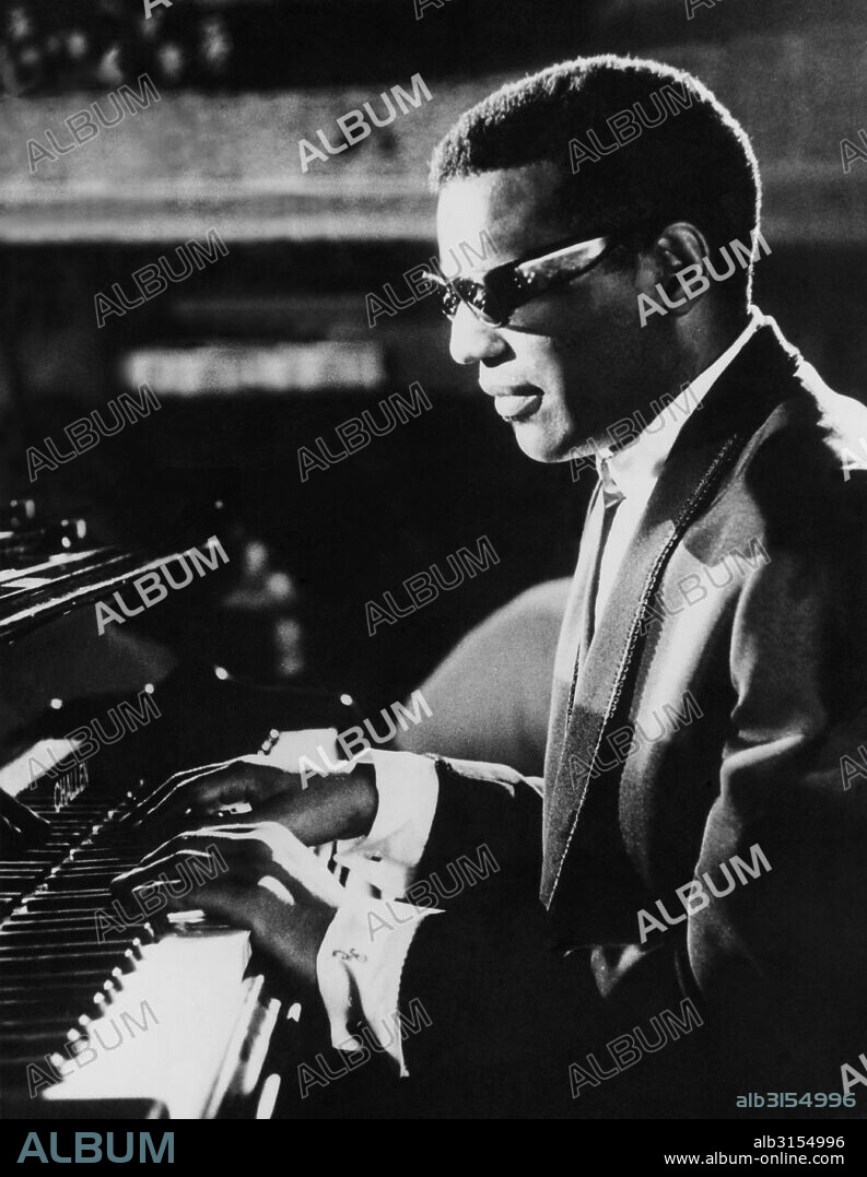 Dublin, Ireland:  July 11, 1964. Ray Charles makes his film debut. He is at the piano during the filming of Alexander Salkind's production, 'Ballad In Blue' at Ardmore Studios in Dublin.
