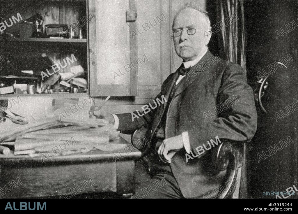 Edouard Branly, French physicist, 1900. Branly (1844-1940) was a pioneer of early radio and inventor of the coherer (1892). A photograph from Album de Photographies dans L'Intimite de Personnages Illustres, 1855-1915, 7th album, Editions MD, Paris.
