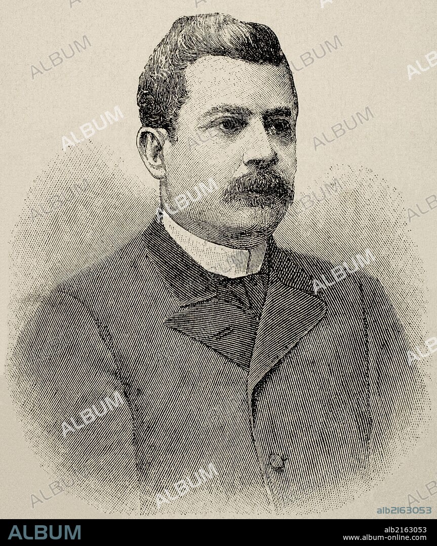 Juan Isidro Jimenes Pereyra (1846Ð1919), Dominican politician. President of the Dominican Republic between 1899-1902 and 1914-1916. Portrait. Engraving. "La Ilustracion Artistica", 1899.
