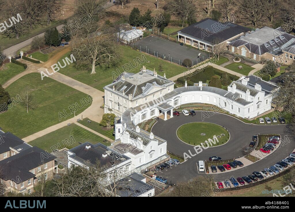 White Lodge, Richmond Park, Richmond upon Thames, London, 2018. Now the home of the Royal Ballet School, White Lodge is a Palladian former hunting lodge designed by Roger Morris for King George II in the 1920s. The grounds were designed by Humphry Repton in c1805.
