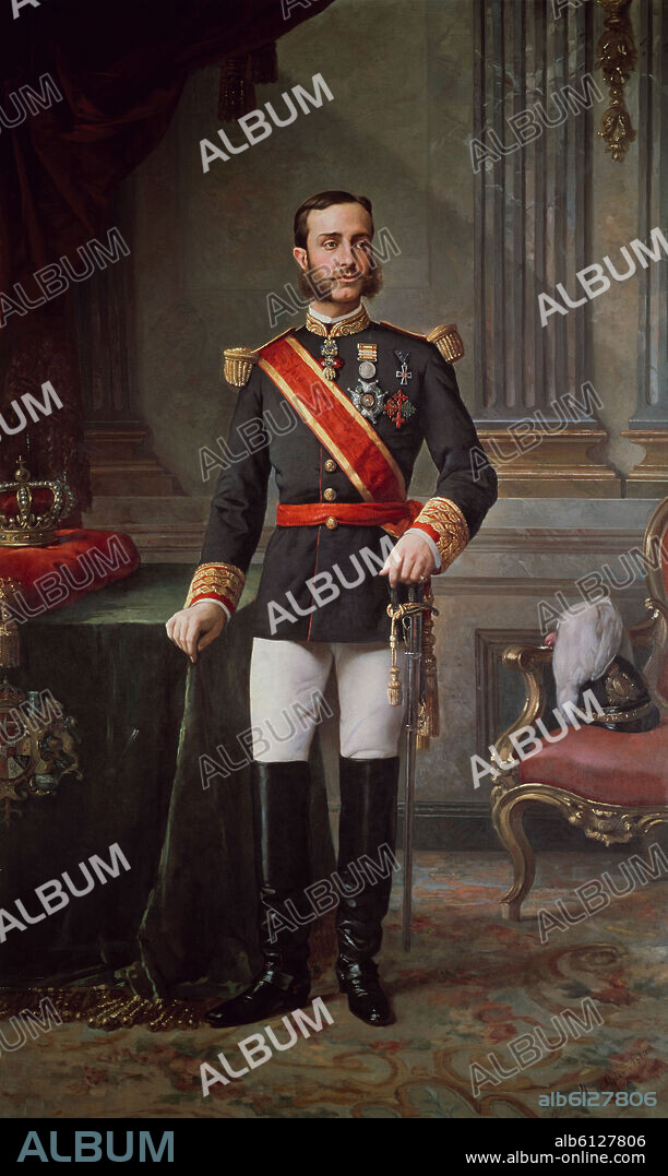 MANUEL OJEDA SILES (1835-1904). RETRATO DE ALFONSO XII CON UNIFORME DE GALA - 1884.