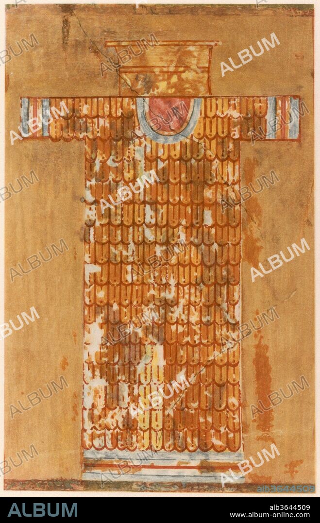 Details of Weapons, Tomb of Qenamun. Artist: Norman de Garis Davies (1865-1941). Dimensions: facsimile: h. 52 cm (20 1/2 in); w. 41.5 cm (16 5/16 in)
1:1
framed:h. 48.3 cm (19 in); w. 41 cm (16 1/8 in). Dynasty: Dynasty 18. Reign: reign of Amenhotep II. Date: ca. 1427-1400 B.C..