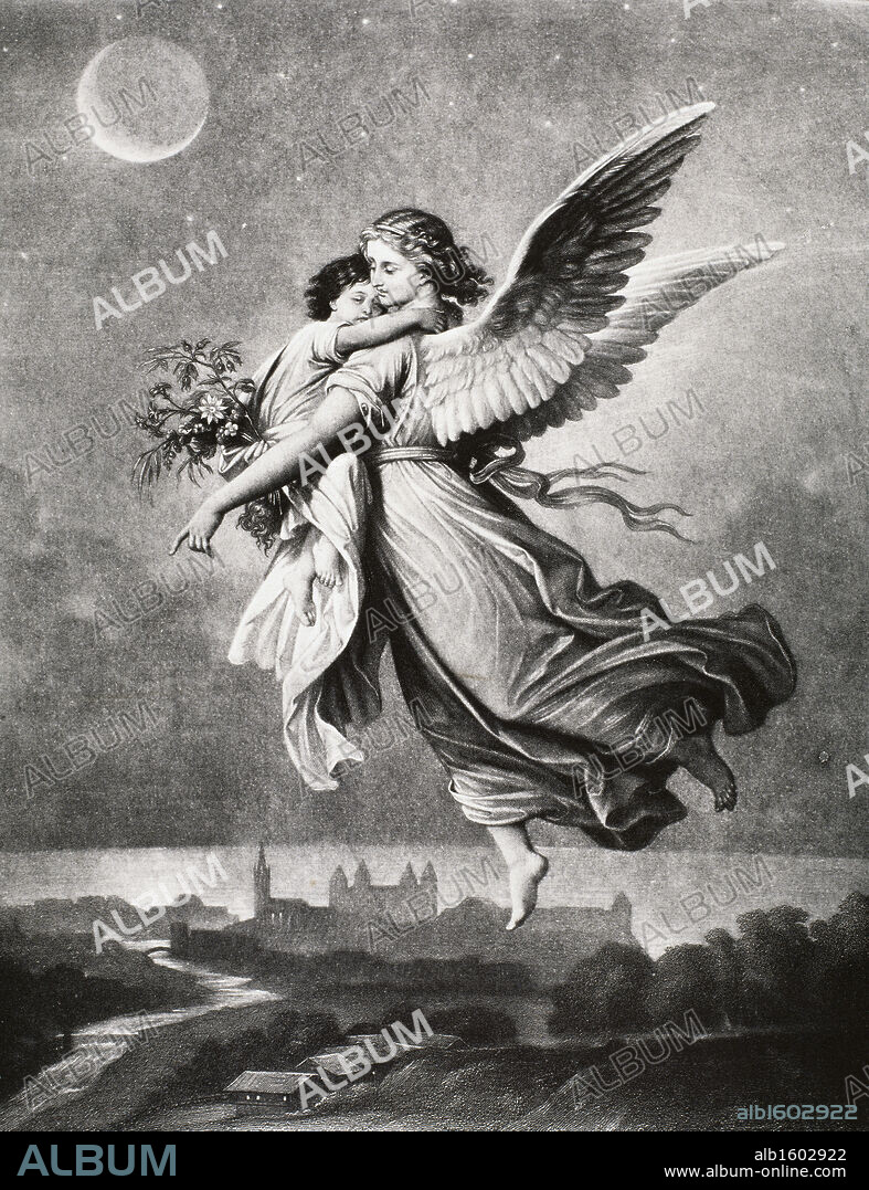 The Guardian Angel From the Painting by Wilhelm von Kaulbach  Artist Unknown.