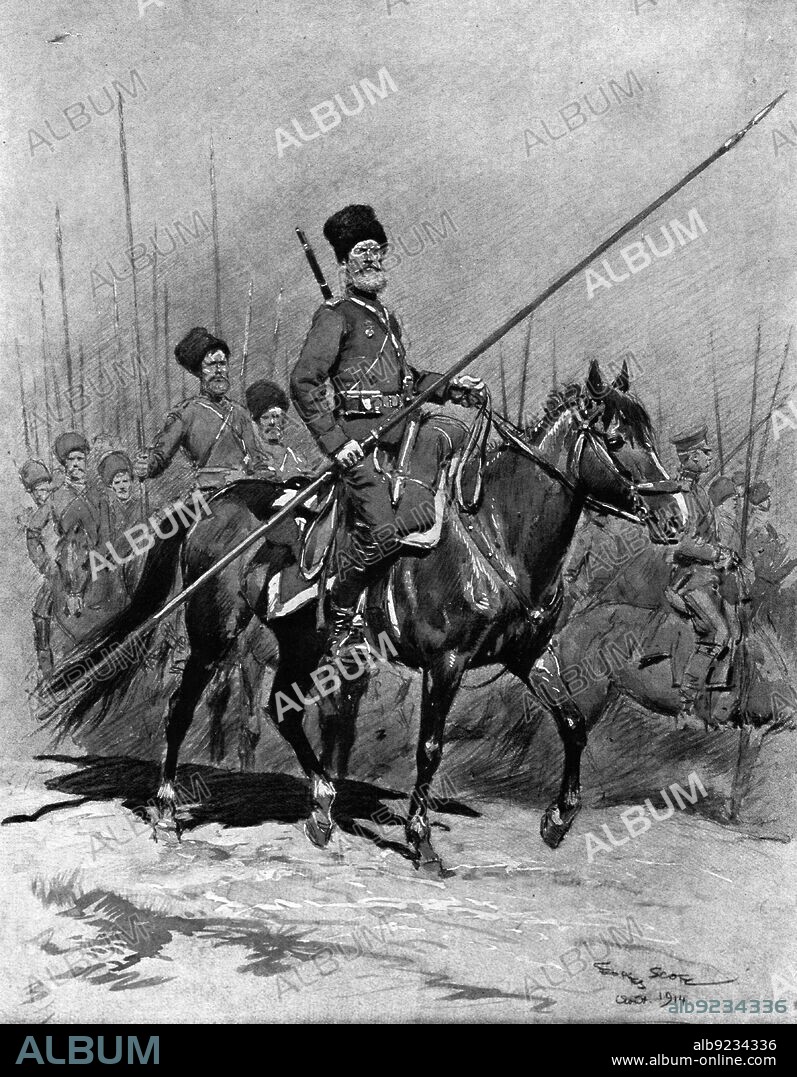 GEORGES BERTIN SCOTT. ''La Diversion Russe; Les Avant-Gardes Cosaques', 1914. From "L'Album de la Guerre 1914-1919: Volume I". [L'Illustration, Paris, 1926].