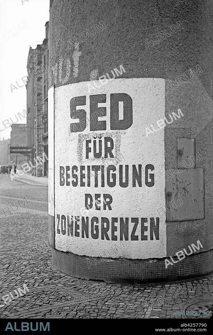 Propaganda, SED poster, 1947, Leipzig, Saxony, GDR, Germany