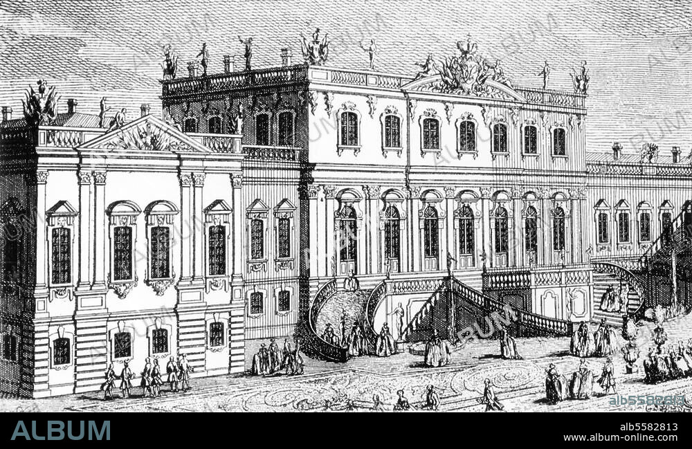 ANONYM. St. Petersburg (Rußland), Sommerpalast - Letni Dworets. (erbaut 1710-14 für Peter I. den Großen; Arch.: Domenico Trezzini unter Beteiligung Andreas Schlüters). Außenansicht. Kupferstich, um 1740.