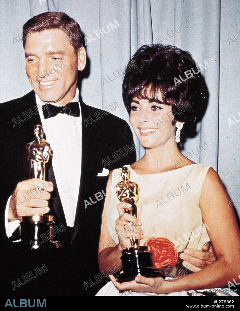 BURT LANCASTER and ELIZABETH TAYLOR. 33rd Academy Awards (1961). Burt Lancaster, best actor for "Elmer Gantry". Elizabeth Taylor, best actress for "Butterfield 8". 1961