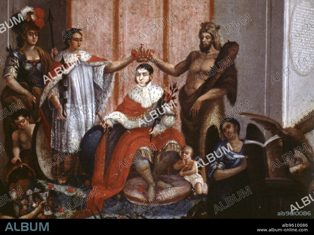 Oil painting represents the coronation of Agustín de Iturbide (1783-1824), soldier, politician and Mexican emperor.