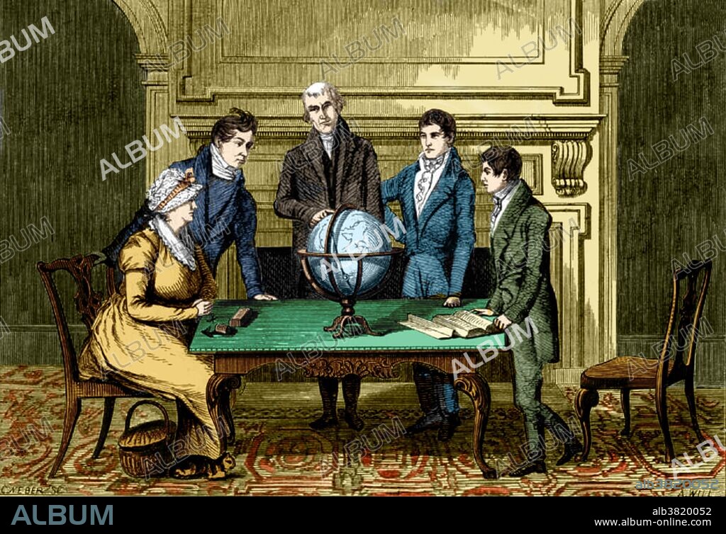 Jedidiah Morse (August 23, 1761 - June 9, 1826) was a notable geographer. He did his undergraduate work and earned a divinity degree at Yale University (MA 1786). He became a pastor in Charlestown, Massachusetts in 1789, where he served until 1820. He strongly influenced the educational system of the United States. While teaching at a school for young women, he saw the need for a geography textbook oriented to the forming nation. The result was Geography Made Easy (1784). He followed that with American Geography (1789), which was widely cited and copied. New editions of his school textbooks and the more weighty works often came out annually, earning him the informal title, Father of American geography. Throughout his life he was much occupied with religious controversy, and in upholding the faith of the New England church against the assaults of Unitarianism. Ultimately his persevering opposition to liberal views of religion brought on him a persecution that affected deeply his naturally delicate health. He died in 1826 at the age of 64. He was the father of telegraphy pioneer Samuel Morse. This image has been color enhanced.