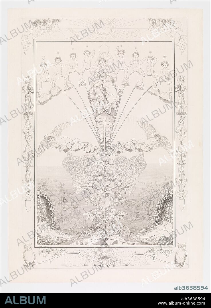 AFTER PHILIPP OTTO RUNGE, JOHANN ADOLPH DARNSTEDT, EPHRAIM GOTTLIEB KRÜGER and JOHANN GOTTLIEB SEYFERT. Night, from the series The Times of the Day. Artist: After Philipp Otto Runge (German, Wolgast 1777-1810 Hamburg); Johann Adolph Darnstedt (German, Auma 1769-1844 Dresden); Ephraim Gottlieb Krüger (German, Dresden 1756-1834 Dresden); Johann Gottlieb Seyfert (German, 1761-1824). Dimensions: sheet: 30 5/16 x 21 7/16 in. (77 x 54.4 cm)
plate: 27 13/16 x 18 11/16 in. (70.6 x 47.5 cm). Date: 1807.