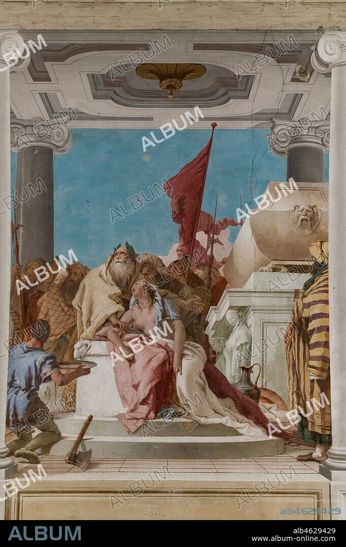 Vicenza, Villa Valmarana ai Nani, Palazzina (Small Building), the entrance hall: "The Sacrifice of Iphigenia", by Giambattista Tiepolo, 1757. Detail.