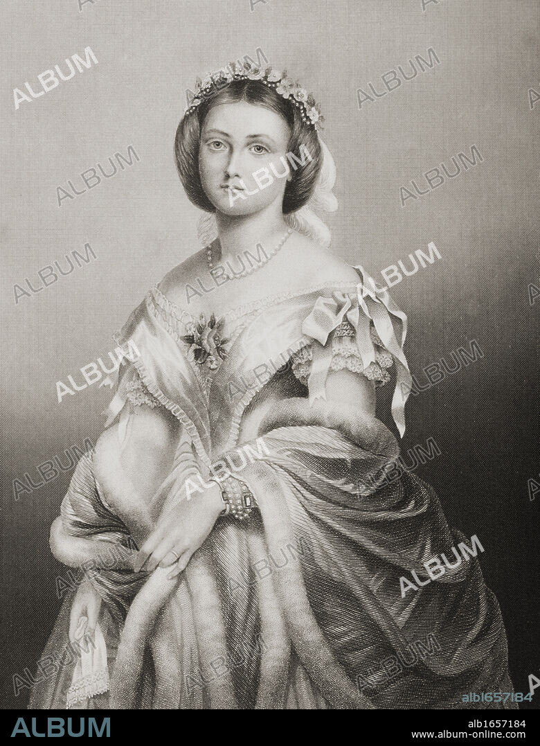 HRH Victoria Adelaide Maria Louisa, 1840-1901.Princess Royal of England. Eldest child of Queen Victoria and wife of Prince Frederick William of Prussia. Drawn and engraved by D.J.Pound. From the book "The Drawing-Room Portrait Gallery of Eminent Personages" Published in London 1859.