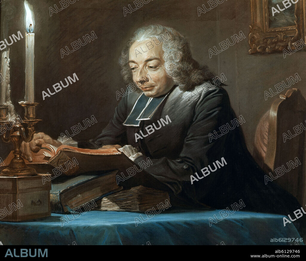 MAURICE DE LA TOUR QUENTIN (1704-1788). 'Portrait of Abbe Jean-Jacques Huber', 1742, Pastel on paper, 81 x 102 cm.