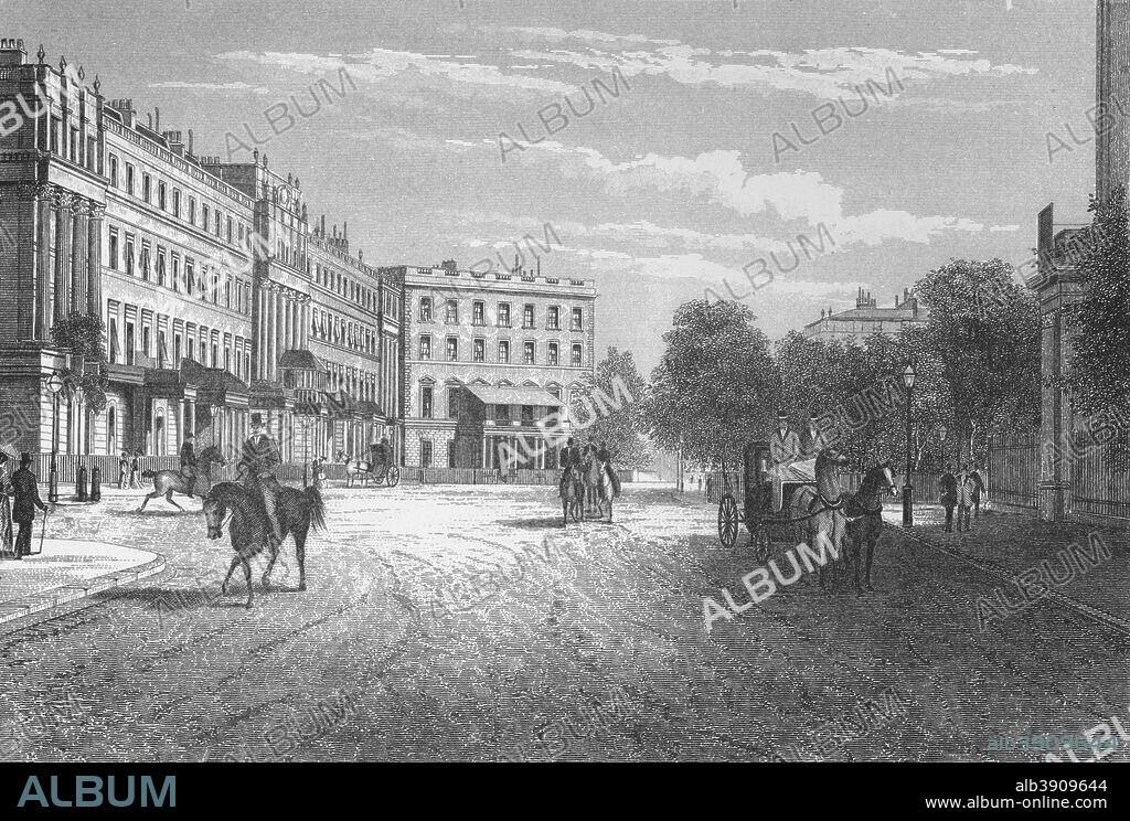 Belgrave Square, Westminster, London, c1850 (1878). Belgrave Square was laid out by Thomas Cubitt for the 2nd Earl Grosvenor in the 1820s. From Old and New London Illustrated, Vol IV, by Edward Walford. [Cassell Petter & Galpin, London, Paris & New York, 1878].