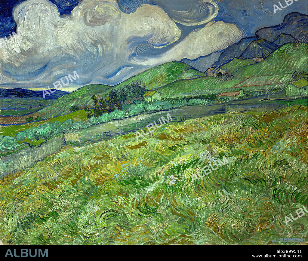 VINCENT VAN GOGH. Landscape from Saint-Rémy. Date/Period: 1889. Painting. Oil on canvas. Oil on canvas. Height: 705 mm (27.75 in); Width: 885 mm (34.84 in).