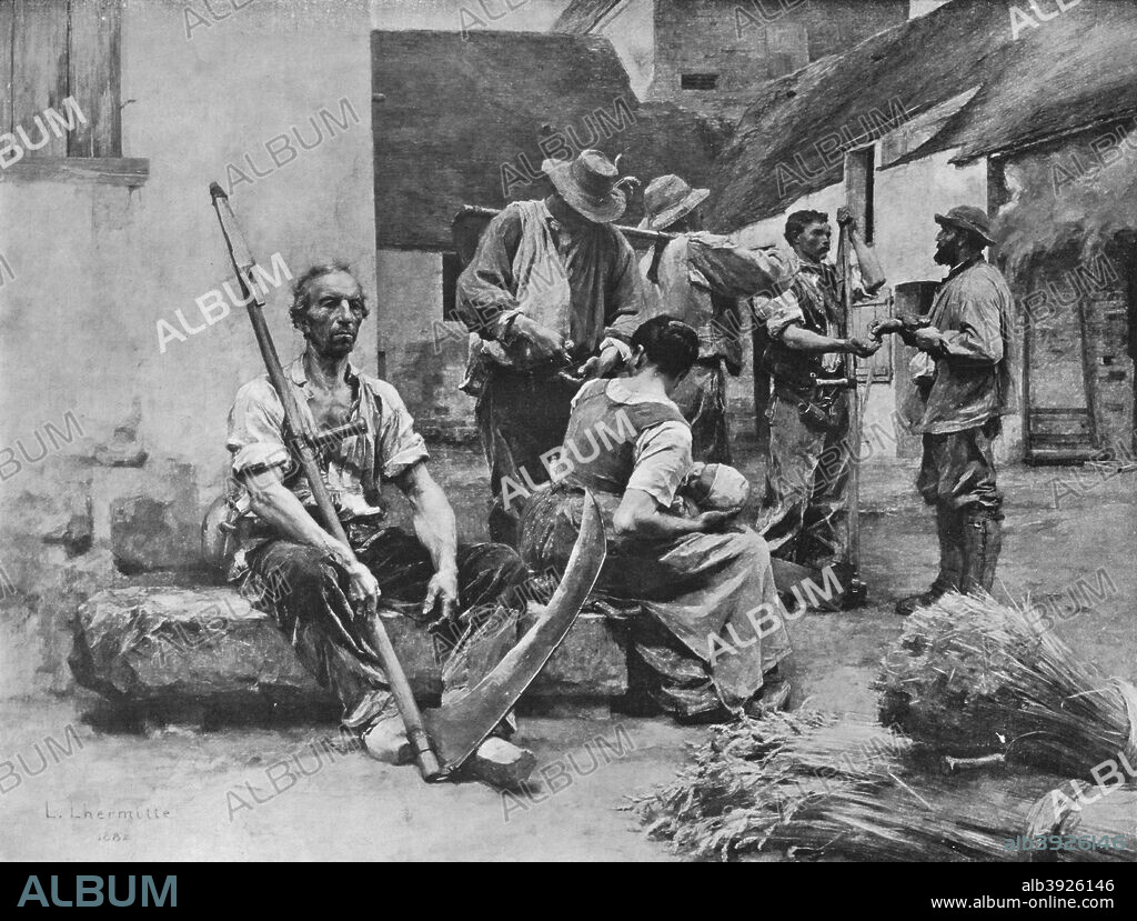 'Paying the Harvesters', 1882, (1911). Painting held at the Musee d'Orsay, Paris. From Bibby's Annual 1911, [J. Bibby & Sons, Liverpool, 1911].