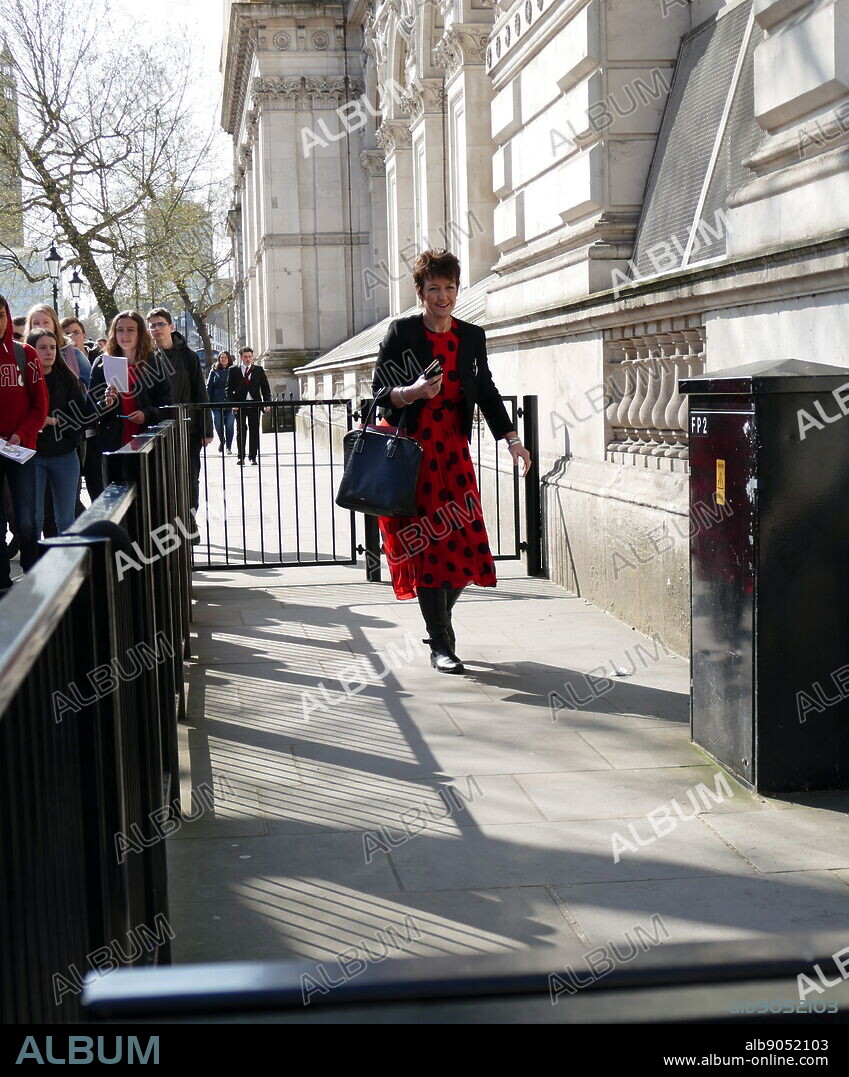Johanna Churchill, British Conservative Party politician and Assistant Government Whip, arrives at Downing Street during meetings between Prime Minister Theresa May and pro-Brexit MP's in her party. April 2019.
