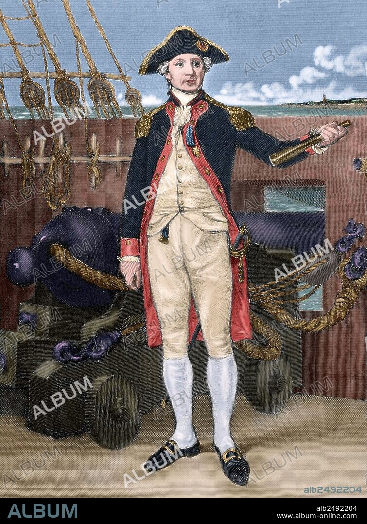 ALONZO CHAPPEL (after). John Paul Jones (1747-1792). Scottish sailor. Engraving. 19th century. Colored.