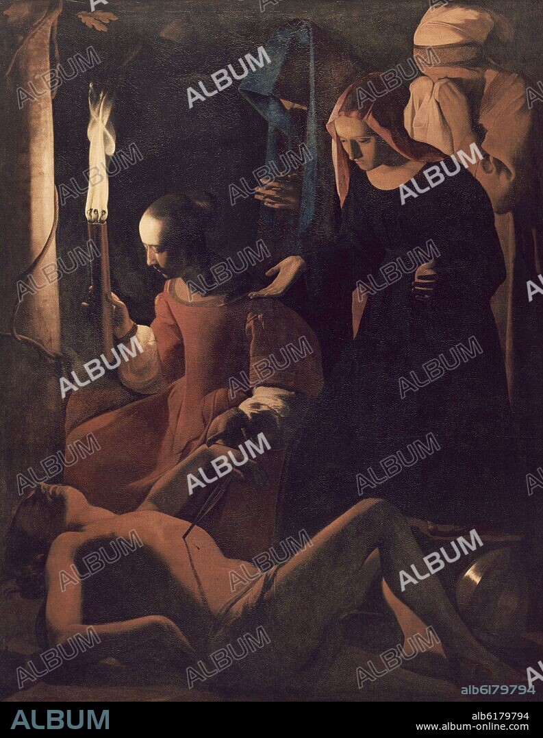 GEORGES DE LA TOUR (1593-1652). SAN SEBASTIAN ATENDIDO POR SANTA IRENE - 1640 - BARROCO FRANCES.