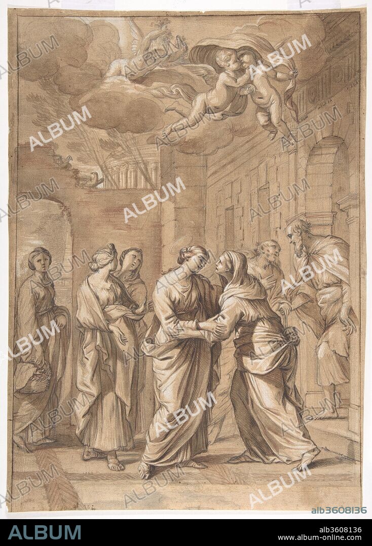 The Visitation. Artist: Nicolas Mignard (French, Troyes 1606-1668 Paris). Dimensions: sheet: 15 3/8 x 10 13/16 in. (39 x 27.5 cm). Date: ca. 1649.