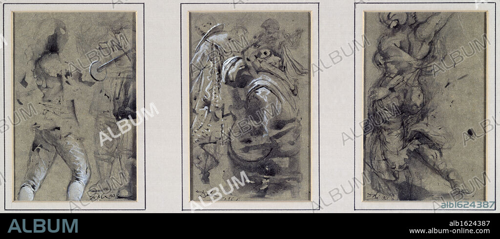 SALVADOR DALÍ. Lute Player by Salvador Dali, sketch, 1904-1989, USA, Florida, St. Petersburg, Salvador Dali Museum.