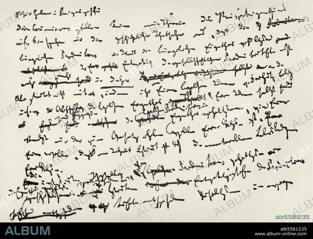 Marx, Karl Philosopher and Economist, Founder of Marxism. 1818-1883. Works: The Communist Manifesto. (1848; together with Friedrich Engels). Handwritten draft by Karl Marx.