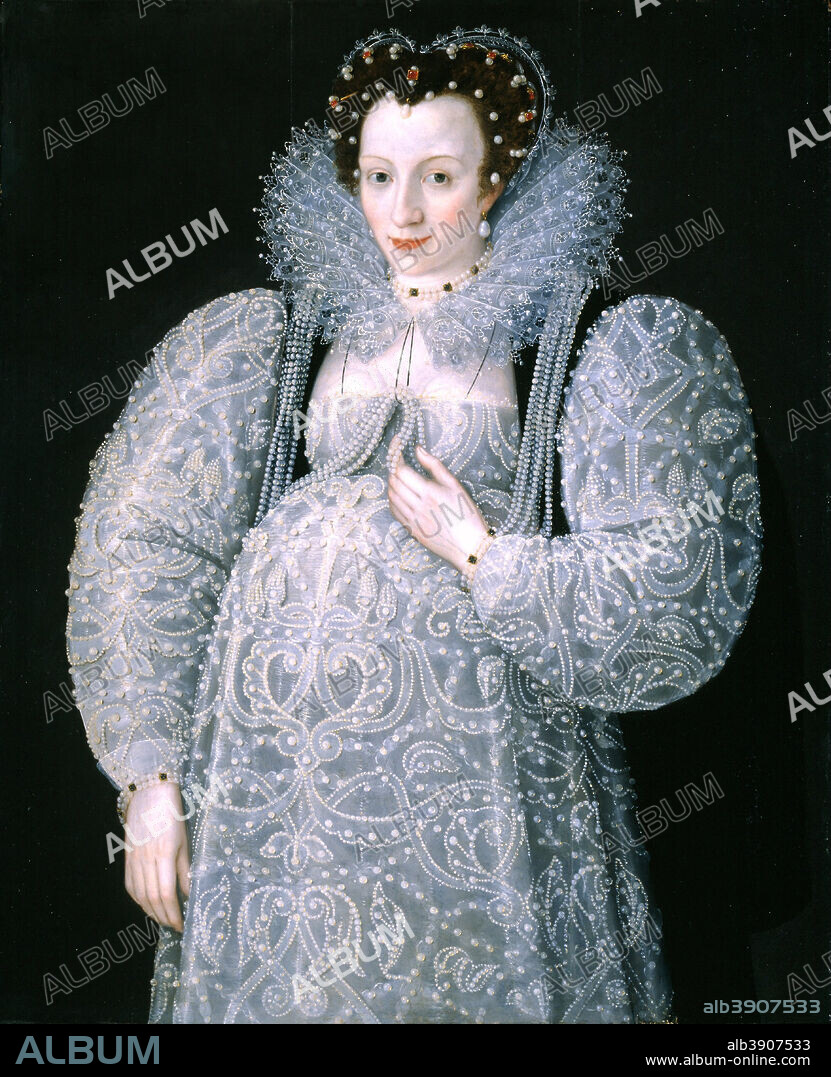 MARCUS GHEERAERTS THE YOUNGER. Portrait of an Unknown Lady. Date/Period: Ca. 1595. Painting. Oil on panel. Height: 927 mm (36.49 in); Width: 760 mm (29.92 in); Depth: 10 mm (0.39 in).