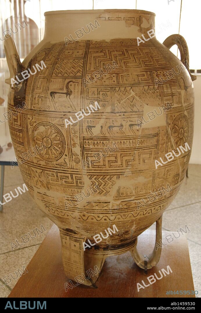 Tripod vase. Early Geometric Period (900-850 B.C.). Argos Archaeological Museum. Greece.
