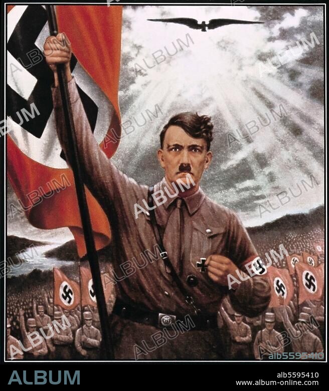 K. STAUBER. Hitler, Adolf Dictator (NSDAP), 1889-1945. - "Es lebe Deutschland" (Long live Germany.) - Poster, 1930s. Design: K.Stauber.