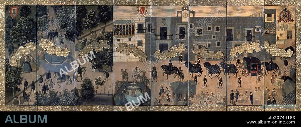 THE PALACE OF THE VICEROYS - MEXICAN FOLDING SCREEN - 17TH CENTURY.