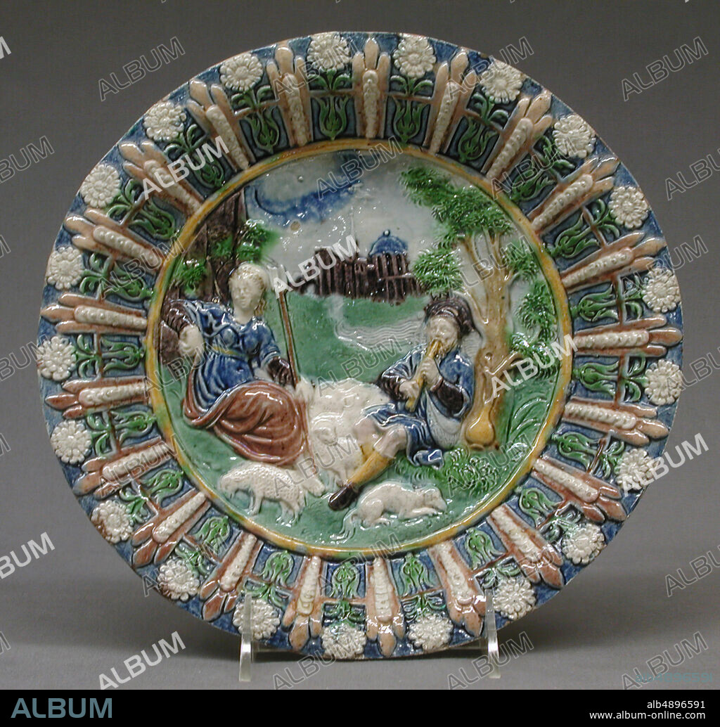 School of Bernard Palissy, Dish, French, School of Bernard Palissy (French, Agen, Lot-et-Garonne 15101590 Paris), first half 17th century, French, Lead-glazed earthenware, Overall irregular diameter: 2 3/16 × 10 1/8 × 9 13/16 in. (5.6 × 25.7 × 24.9 cm), Ceramics-Pottery.