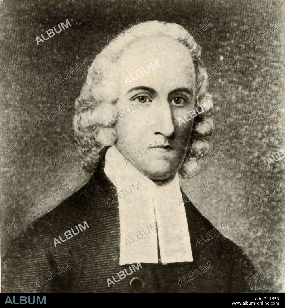 'Portrait of Jonathan Edwards, showing the plain coat and bands of a Presbyterian ministe', c1750, (1937). Jonathan Edwards (1703-1758) American revivalist preacher, theologian, and philosopher. From "History of American Costume - Book One 1607-1800", by Elisabeth McClellan. [Tudor Publishing Company, New York, 1937].