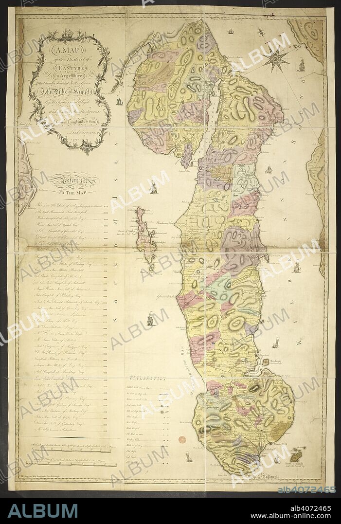 A map of the district of Kantyre (Kintyre) in Argyllshire. A Map of the District of Kantyre ... By George Langlands & Son ... Bell and Crichton sculp. A scale of eight British statute miles[ = 197 mm]. 1793. Source: Maps * 7720.(2.). Language: English.