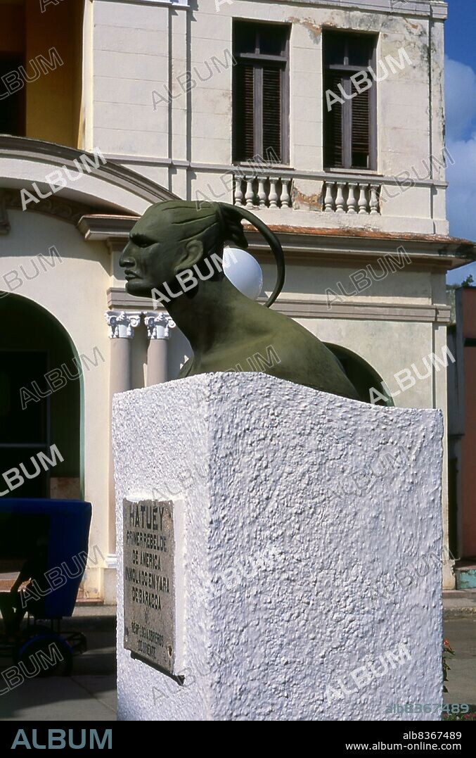 Cuba: Hatuey (- 1512), the Taino chief who fought against the Spanish becoming one of the first anti-colonialists in the New World, Baracoa, Guantanamo Province.<br/><br/>. Hatüey (- died February 2, 1512), was a Taíno chief from the island of Hispaniola. He fled to Cuba during the Spanish conquest where he attained legendary status for leading a group of natives in a fight against the invading Spaniards.