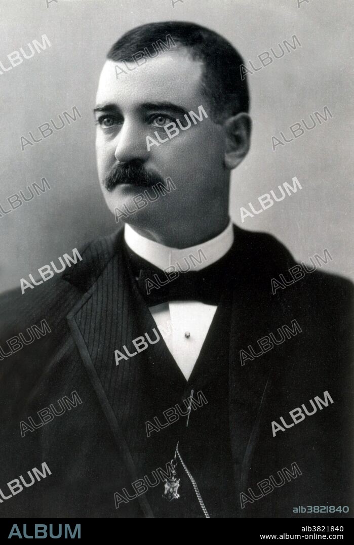 William Barclay "Bat" Masterson (November 26, 1853 - October 25, 1921) was a folk character of the American Old West. Though he was born in Canada, he grew up on a series of family farms in New York, Illinois and Kansas. In 1873, he left home and began working as a buffalo hunter and Indian scout in Dodge City, Kansas. Over the next decade, he worked intermittently as the Ford County sheriff (1877-79) and a deputy U.S. marshal (1879), but largely made his living as a saloonkeeper and gambler. In 1883, he participated in a bloodless conflict and gunfighter gathering later called the Dodge City War. He spent his later years in New York City. In 1905, President Roosevelt appointed him deputy U.S. marshal for the southern district of New York. His passion for boxing led him to become a feature writer for Human Life Magazine, a sports writer, and eventually the sports editor of the New York Morning Telegraph. He collapsed at his desk from a heart attack in 1921, at the age of 67, after writing what became his final column for the New York Morning Telegraph. His epitaph states that he was "Loved by Everyone." Undated, no photographer credited.
