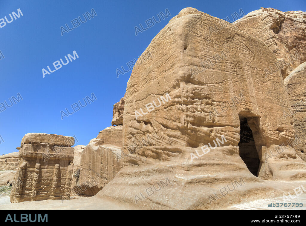 Djinn Blocks, dating from between 50 BC and 50 AD, Petra, UNESCO World Heritage Site, Jordan, Middle East.