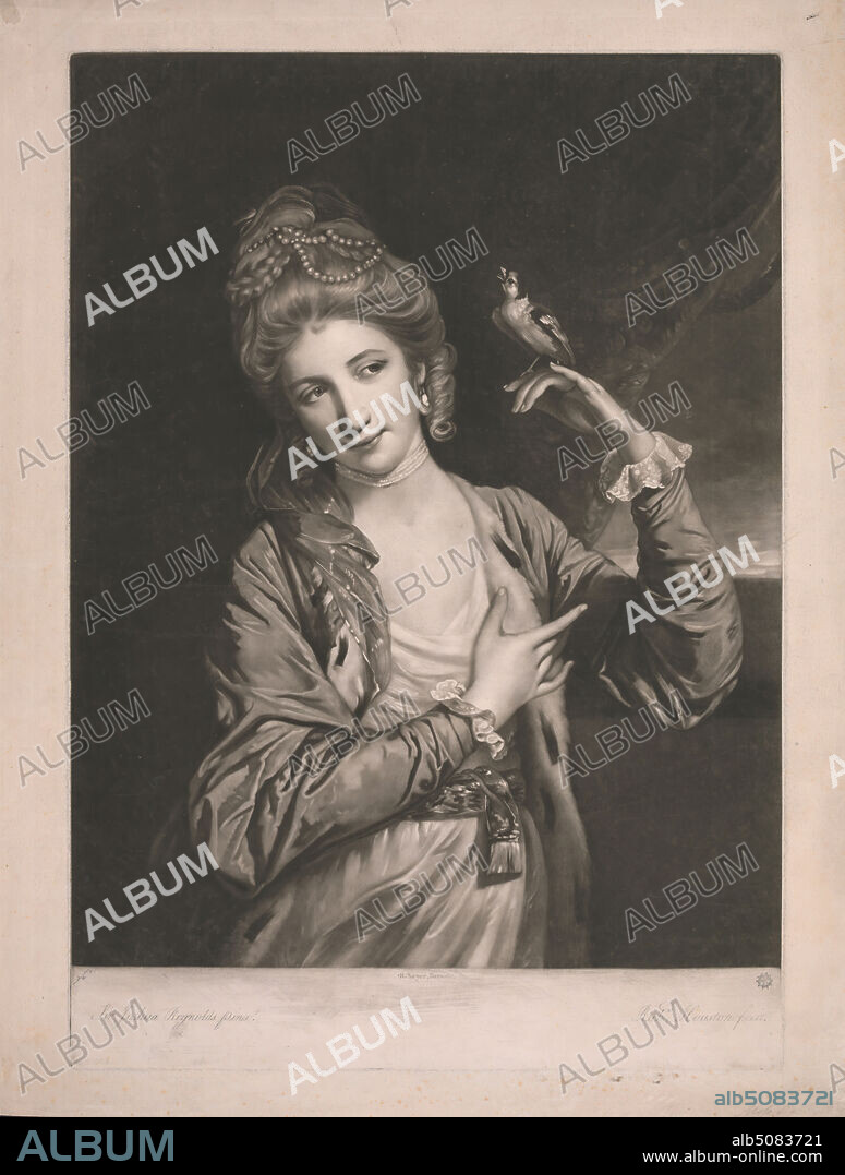 Miss Harriet Powell, Print made by Richard Houston, ca. 17211775, British, after Sir Joshua Reynolds RA, 17231792, British, Published by Robert Sayer, 17251794, British, 1771, Mezzotint (first state) on moderately thick, slightly textured, cream laid paper, Sheet: 22 × 16 3/4 inches (55.9 × 42.5 cm), Plate: 20 × 14 inches (50.8 × 35.6 cm), and Image: 18 × 14 inches (45.7 × 35.6 cm).