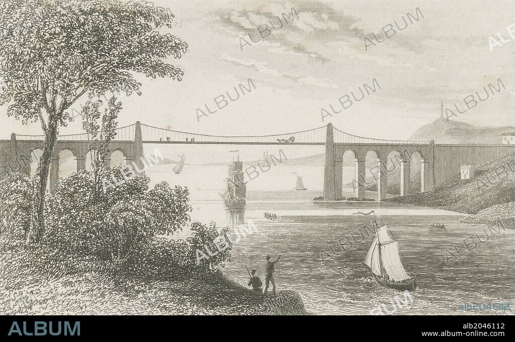19th century depiction of the Menai bridge, Menai Bridge (Welsh: Porthaethwy) is a small town and community on the Isle of Anglesey in north Wales, It overlooks the Menai Strait and lies by the Menai Suspension Bridge, built in 1826 by Thomas Telford.