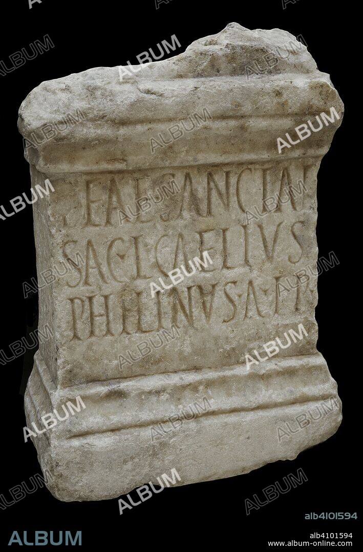 Altar stone dedicated to the Goddess Ataecina Proserpina. 2nd century AD. Marble. From Augusta Emerita (Merida, Badajoz province, Extremadura, Spain). National Archaeological Museum. Madrid. Spain.