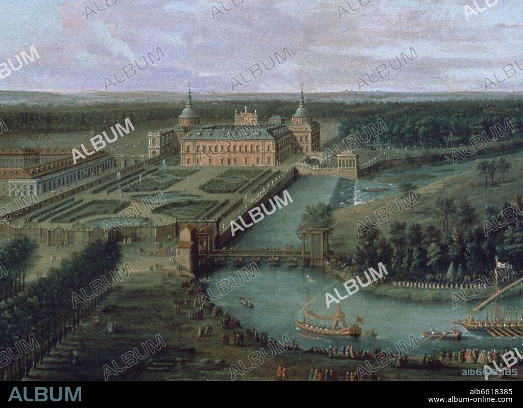 ANTONIO JOLI (1700-1777). PALACIO REAL DE ARANJUEZ - DETALLE - SIGLO XVIII - OLEO - 83x171 CMS.
