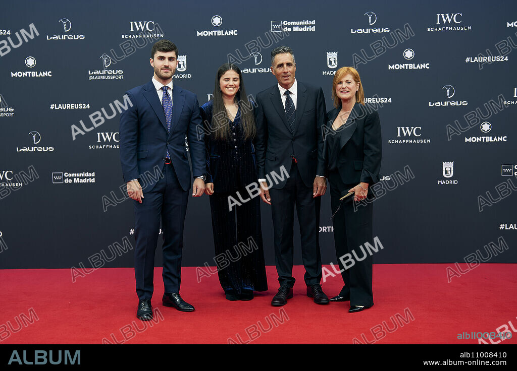 Miguel Indurain, Marisa Lopez de Goicoechea attends Laureus World Sports Awards Madrid 2024 - Red Carpet at Palacio de Cibeles on April 22, 2024 in Madrid, Spain.