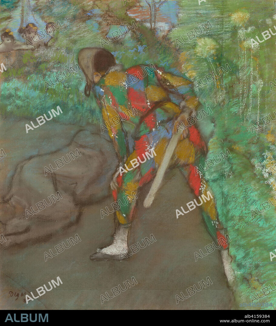 HILAIRE GERMAIN EDGAR DEGAS. Harlequin. Edgar Degas; French, 1834-1917. Date: 1885. Dimensions: 633 × 567 mm. Pastel on cream laid paper, pieced at bottom and right and laid down on board. Origin: France.