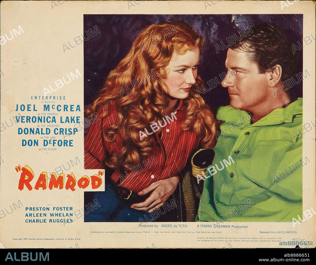 JOEL MCCREA y VERONICA LAKE en LA MUJER DE FUEGO, 1947 (RAMROD), dirigida por ANDRE DE TOTH. Copyright UNITED ARTISTS.