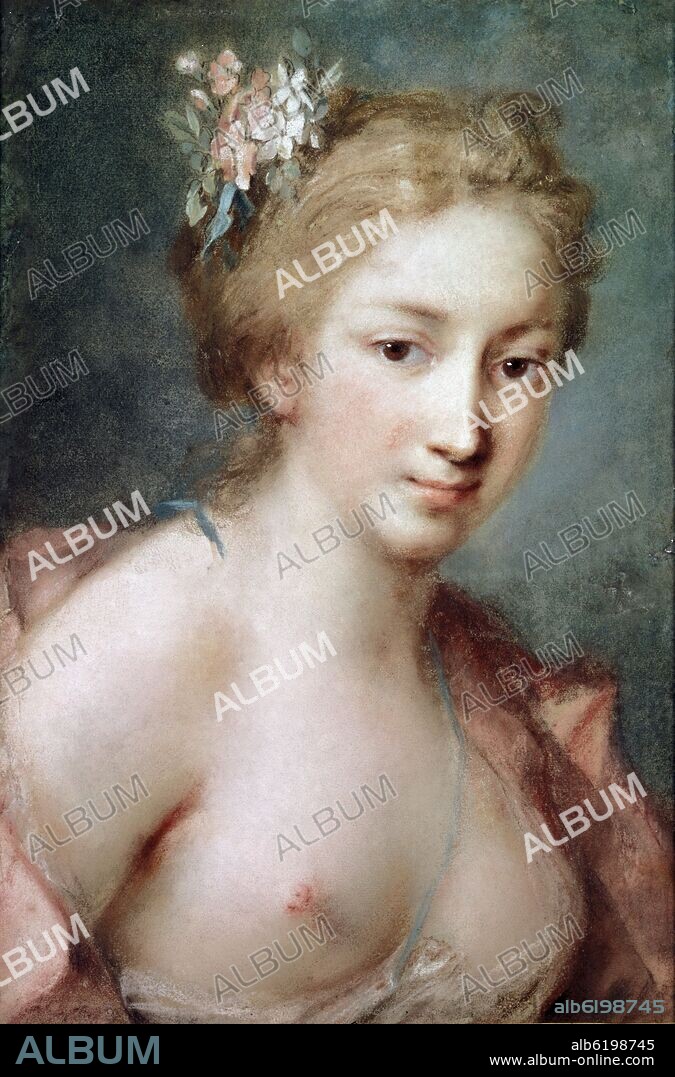 ROSALBA CARRIERA. FLORA - 1730 - PASTEL - 47 x 32,5 cm - ROCOCO ITALIANO.