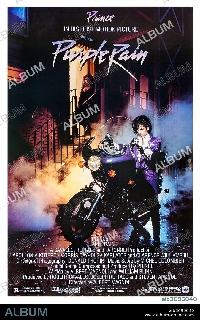 PRINCE in PURPLE RAIN, 1984, directed by ALBERT MAGNOLI. Copyright WARNER BROTHERS.