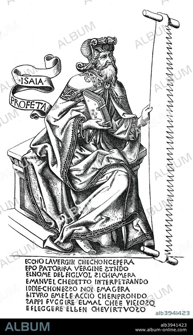 The prophet Isaiah with the instrument of his martyrdom, 15th century, (1870). A wood engraving from an Italian work, showing Isaiah who met his death by being sawed in half. Illustration from The Arts of the Middle Ages and at the Period of the Renaissance, by Paul Lacroix, (London, 1870).